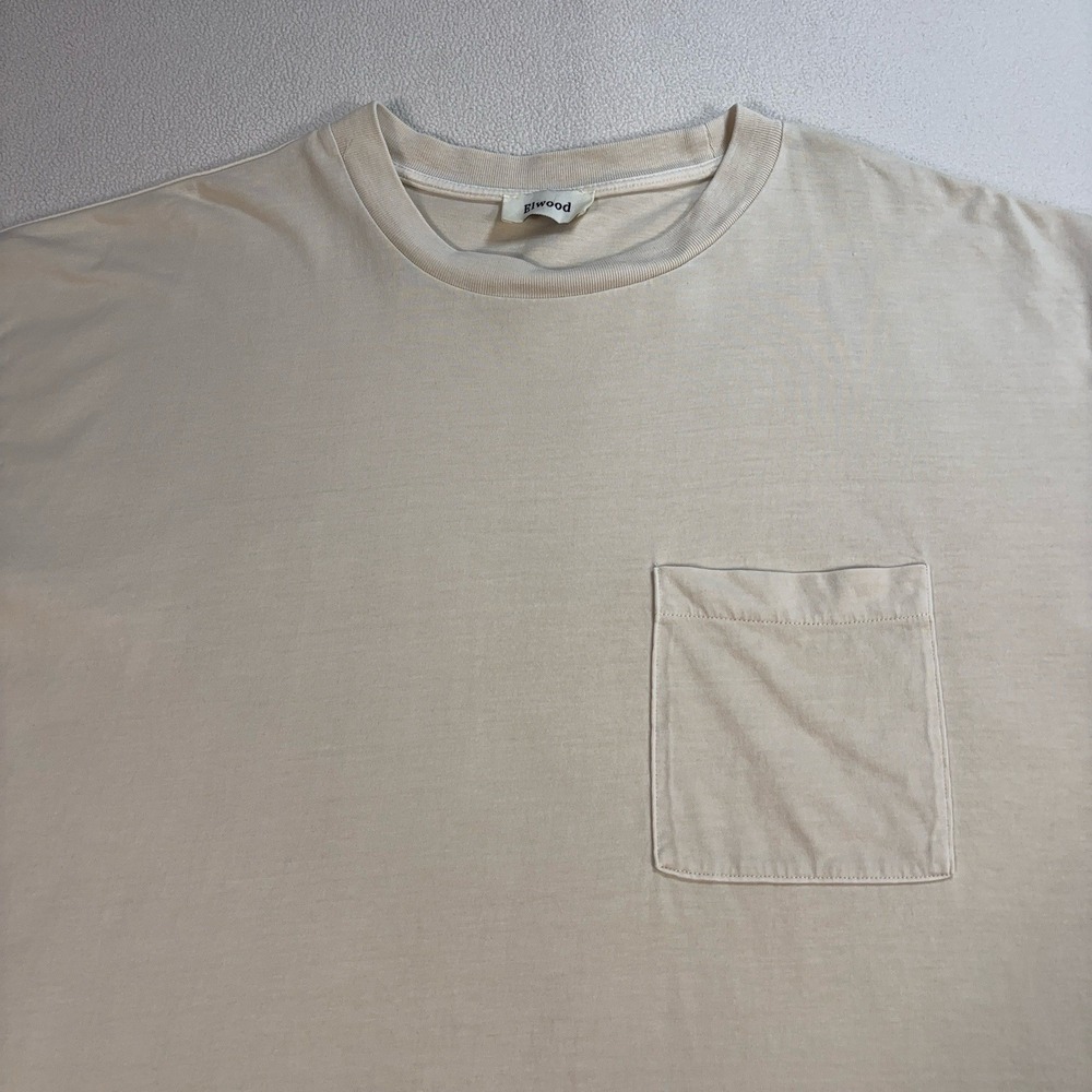 Elwood Vintage-Inspired Single Stitch T-Shirt Men's L Off-White Organic Cotton - Picture 5 of 16
